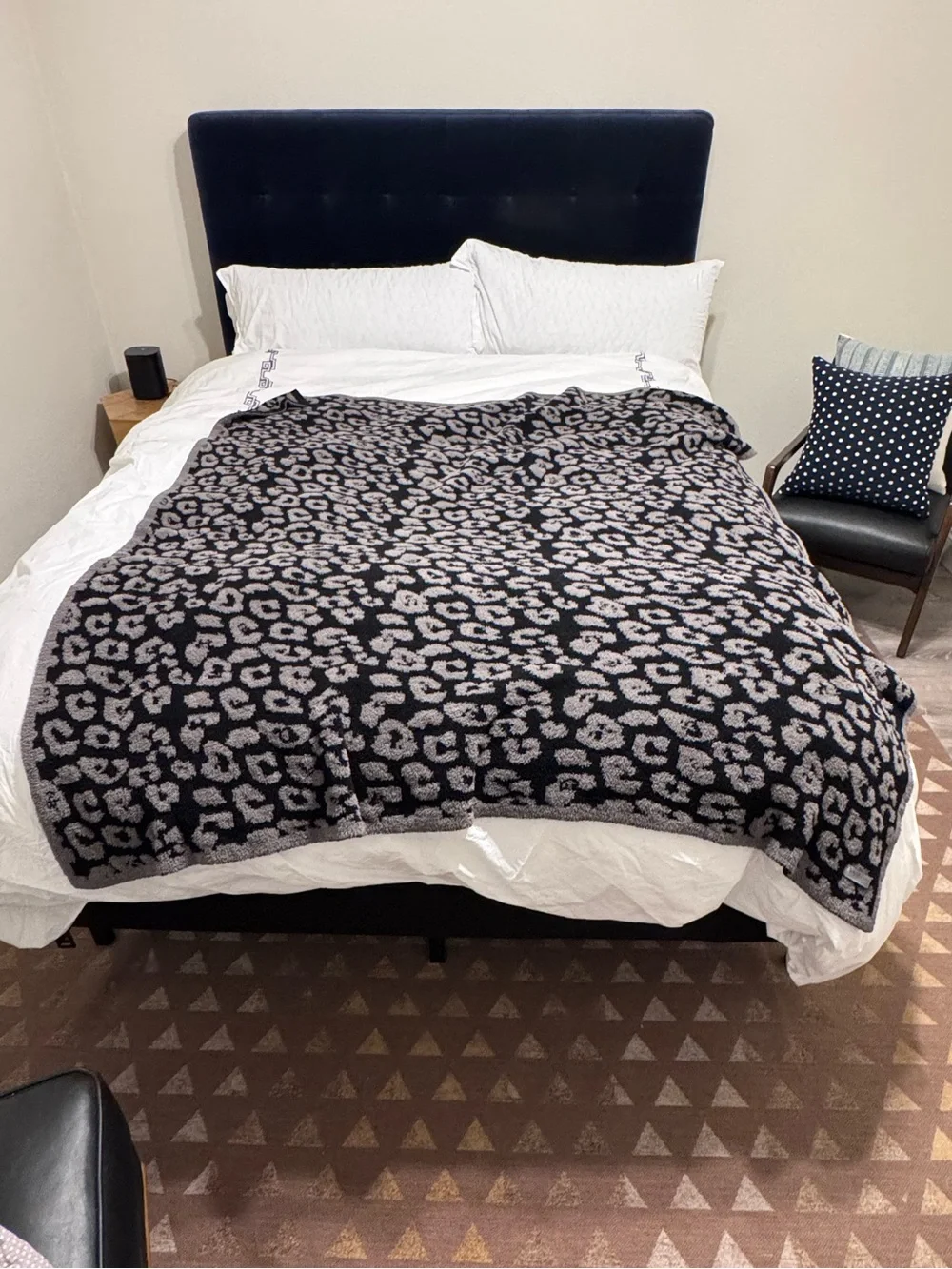 Barefoot Dreams CozyChic Barefoot in the Wild Throw Blanket in Charcoal Leopard